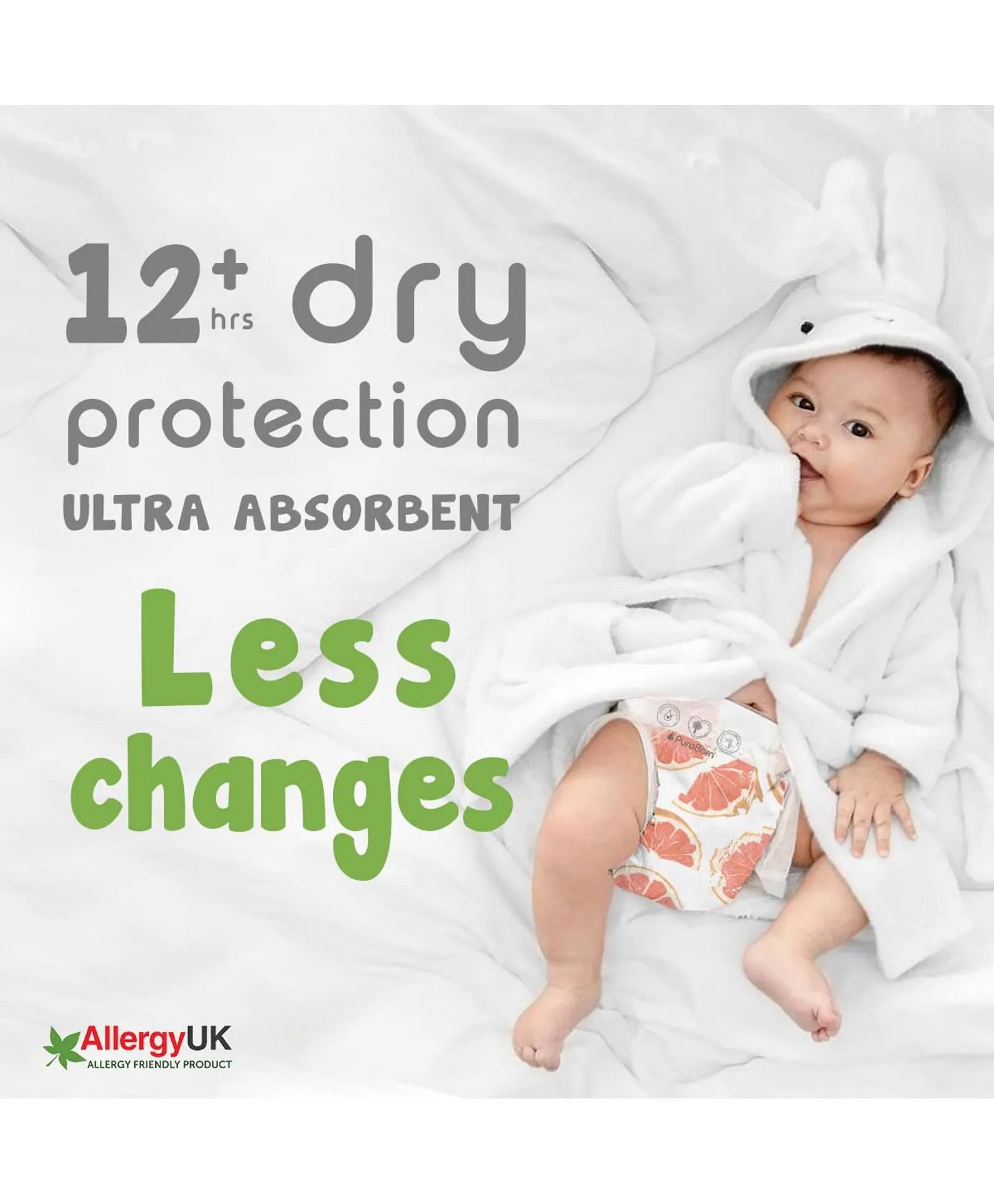 PureBorn Organic Bamboo Diapers NB Size (1–3 kg) – 22 Pcs | Ultra Gentle, Hypoallergenic, Eco-Friendly Newborn Nappies | Soft Waistband & Wetness Indicator for Sensitive Skin