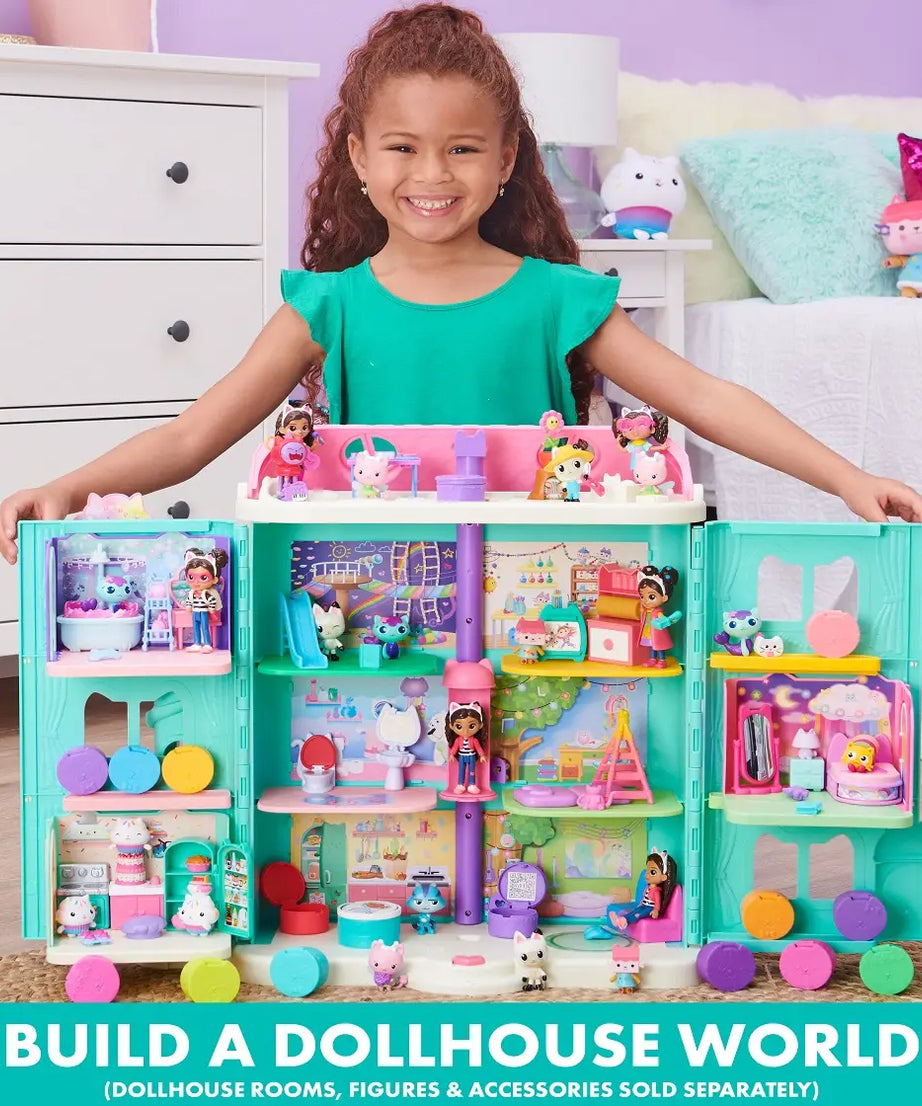 Gabby’s Dollhouse Purrfect Dollhouse – 2-Foot Tall Playhouse with Lights, Sounds, and Accessories for Ages 3+