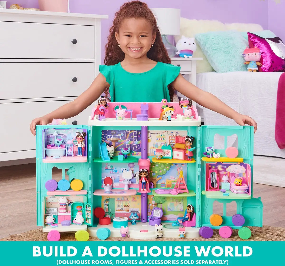 Gabby’s Dollhouse Purrfect Dollhouse – 2-Foot Tall Playhouse with Lights, Sounds, and Accessories for Ages 3+