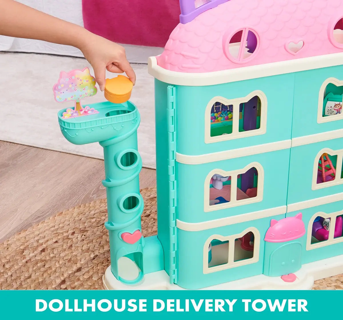 Gabby’s Dollhouse Purrfect Dollhouse – 2-Foot Tall Playhouse with Lights, Sounds, and Accessories for Ages 3+