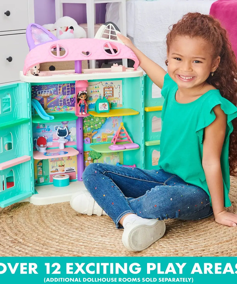 Gabby’s Dollhouse Purrfect Dollhouse – 2-Foot Tall Playhouse with Lights, Sounds, and Accessories for Ages 3+