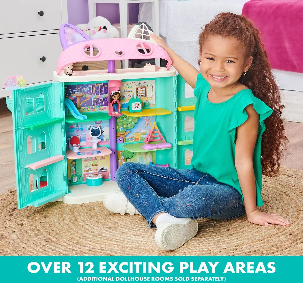 Gabby’s Dollhouse Purrfect Dollhouse – 2-Foot Tall Playhouse with Lights, Sounds, and Accessories for Ages 3+