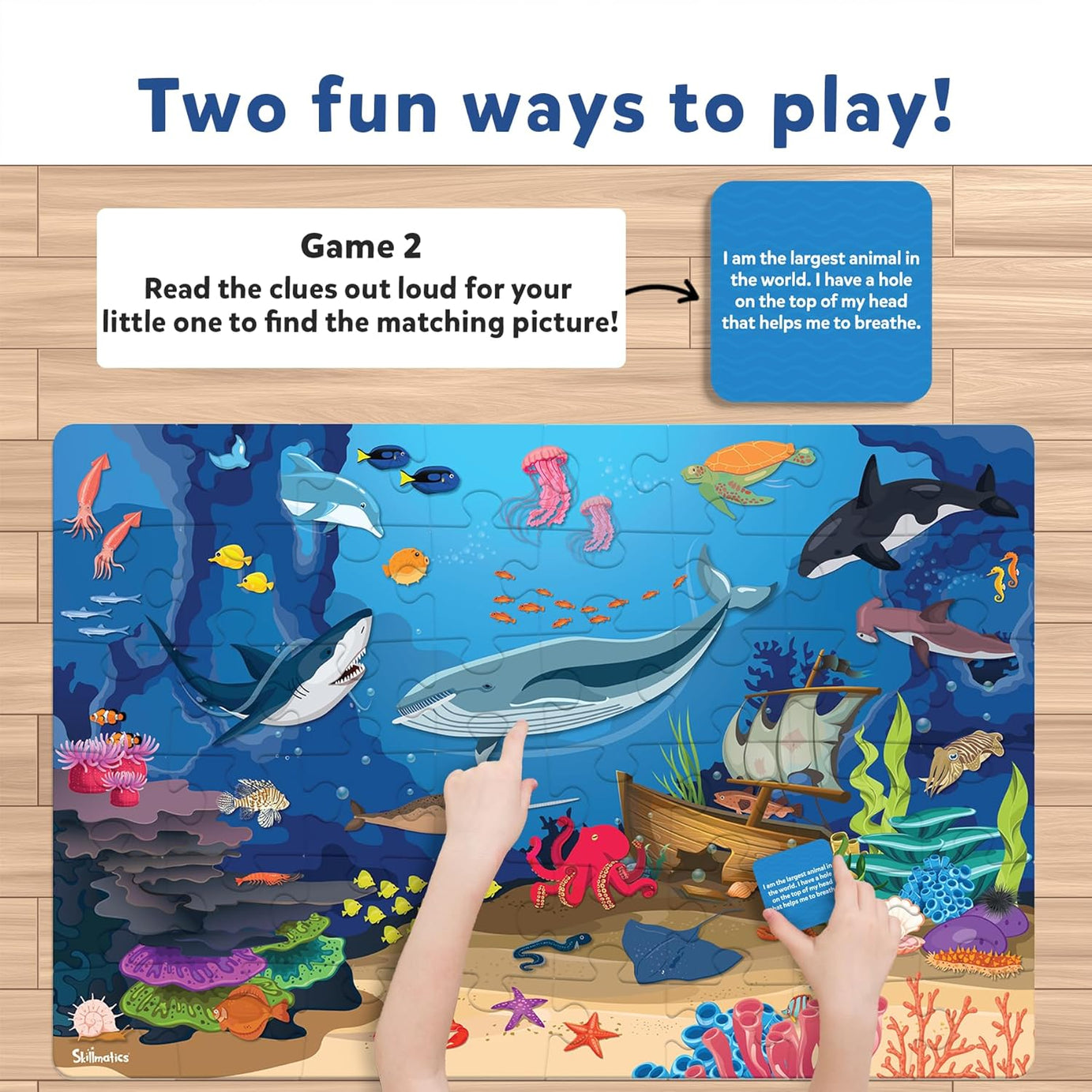 Skillmatics Piece & Play: Underwater Animals | Educational Floor Puzzle & Game for Kids Ages 3-7 | Develop Cognitive Skills with 48 Jumbo Pieces