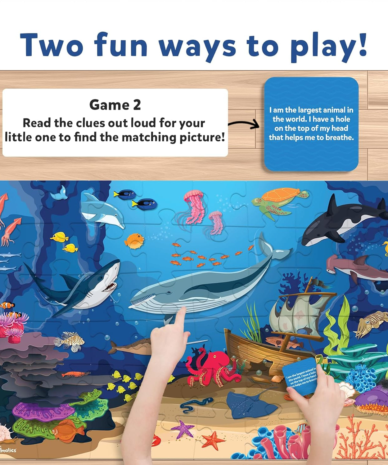 Skillmatics Piece & Play: Underwater Animals | Educational Floor Puzzle & Game for Kids Ages 3-7 | Develop Cognitive Skills with 48 Jumbo Pieces