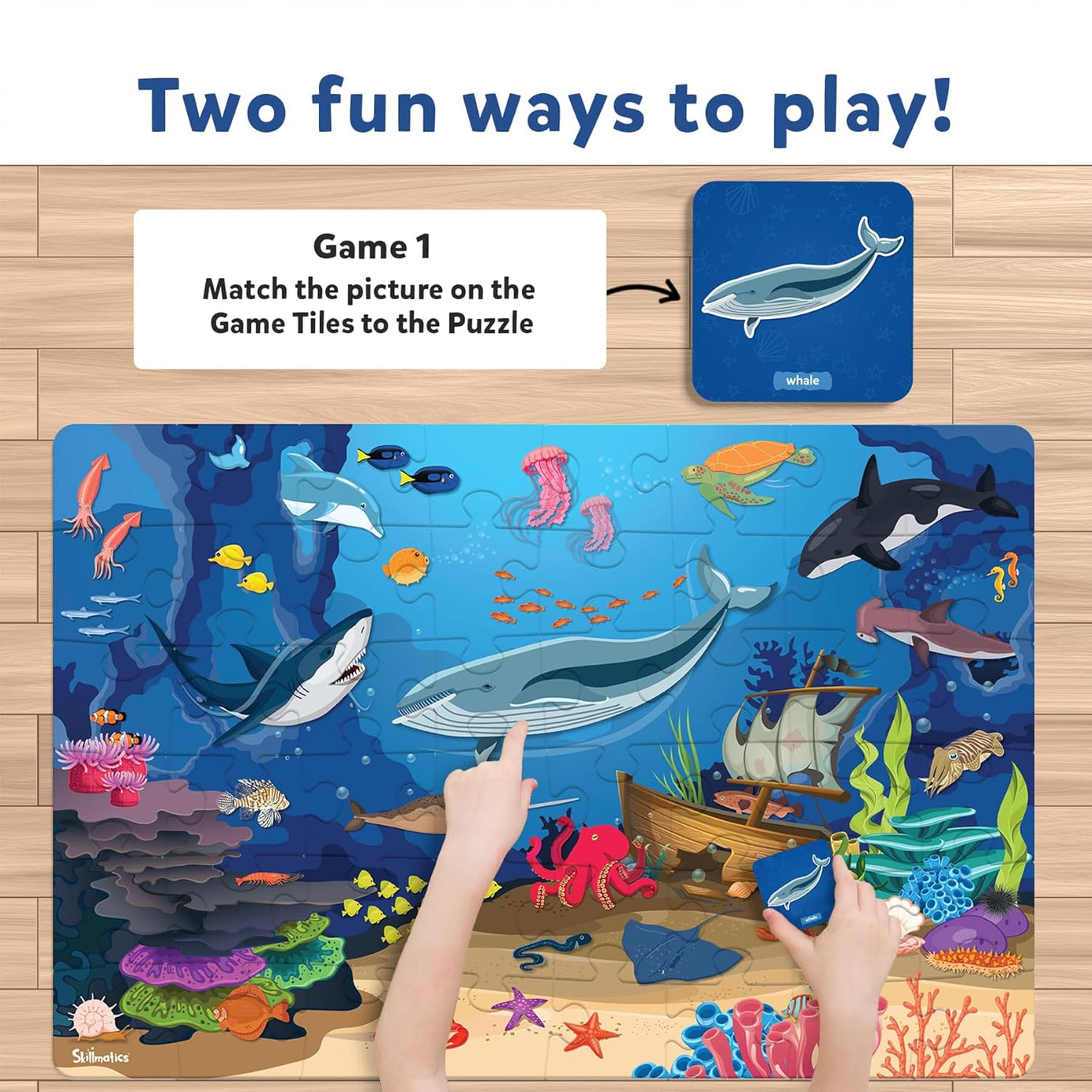 Skillmatics Piece & Play: Underwater Animals | Educational Floor Puzzle & Game for Kids Ages 3-7 | Develop Cognitive Skills with 48 Jumbo Pieces