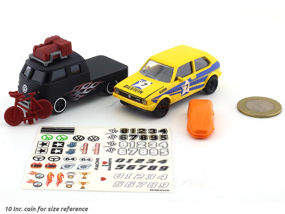 Majorette Volkswagen The Originals 2-Vehicle Gift Pack (3 Assorted Sets) | Officially Licensed Die-Cast Cars with Accessories & Sticker Sheet, for Kids & Collectors Aged 3+