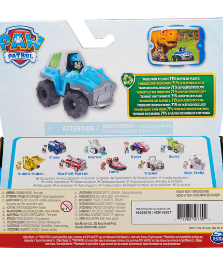 Paw Patrol Rex’s Rescue Vehicle - Eco-Friendly Dino Adventure Toy for Kids Ages 3+ Made from at least 71% recycled plastic