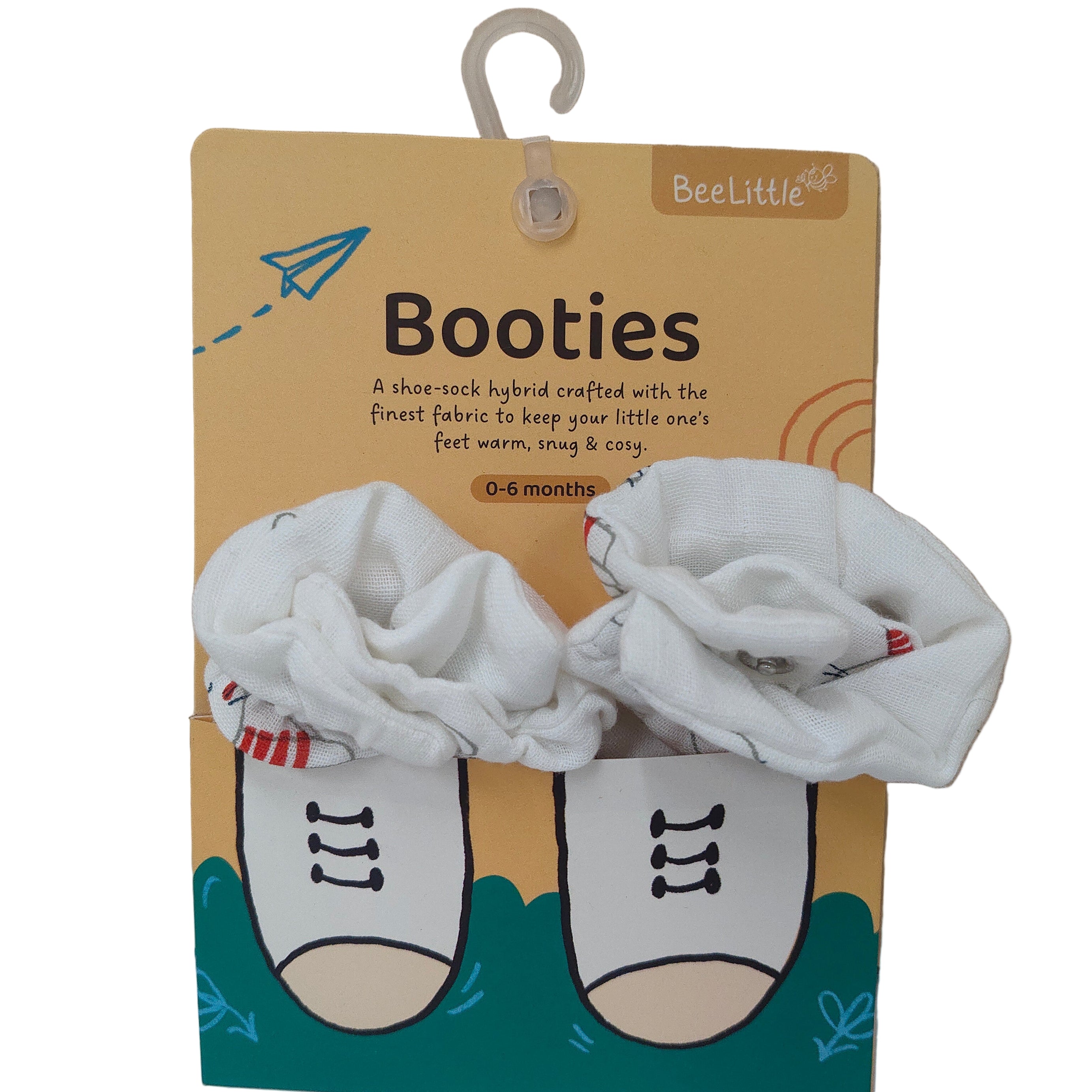 Newborn organic muslin booties shoe-sock style for babies 0–6 months