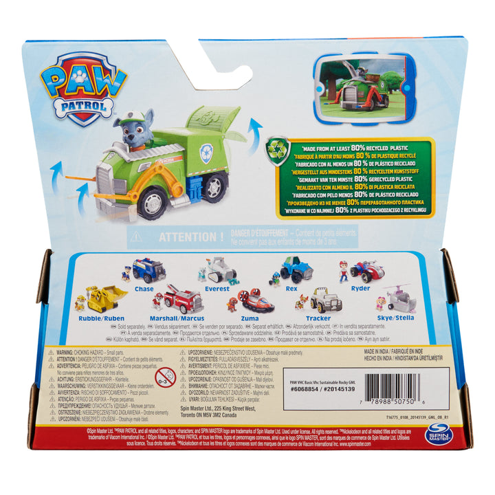 Paw Patrol Rocky’s Recycle Truck - Eco-Friendly Toy Vehicle with Collectible Rocky Action Figure for Kids Aged 3 and Up - Perfect for Imaginative Rescue Missions