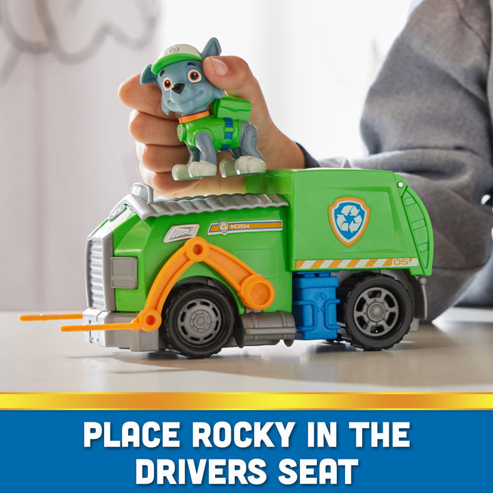 Paw Patrol Rocky’s Recycle Truck - Eco-Friendly Toy Vehicle with Collectible Rocky Action Figure for Kids Aged 3 and Up - Perfect for Imaginative Rescue Missions