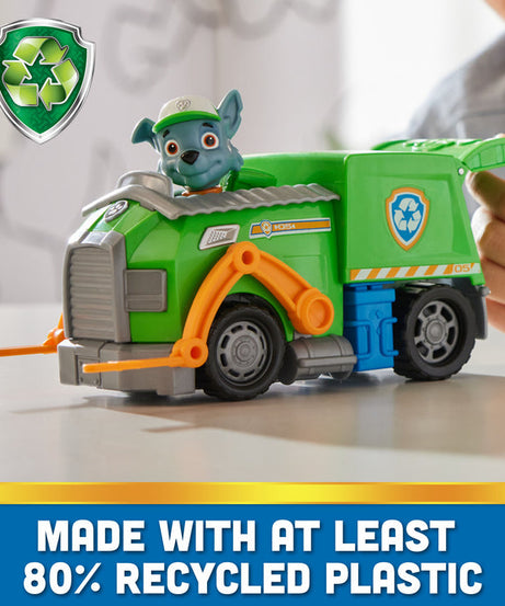 Paw Patrol Rocky’s Recycle Truck - Eco-Friendly Toy Vehicle with Collectible Rocky Action Figure for Kids Aged 3 and Up - Perfect for Imaginative Rescue Missions