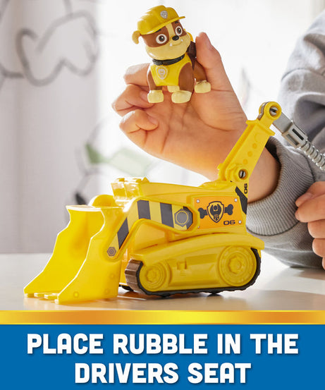 PAW Patrol Rubble’s Bulldozer - Eco-Friendly Toy Vehicle with Collectible Rubble Figure for Kids Ages 3 and Up