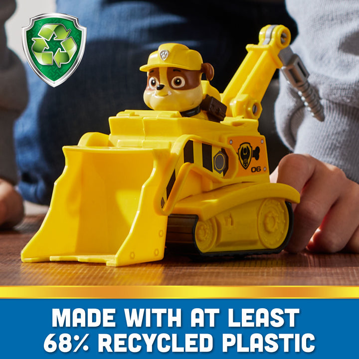 PAW Patrol Rubble’s Bulldozer - Eco-Friendly Toy Vehicle with Collectible Rubble Figure for Kids Ages 3 and Up