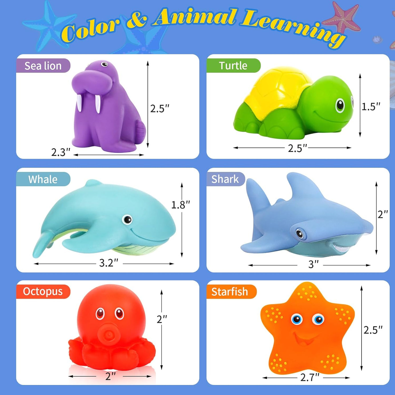 Squeezy Baby Bath Toys for Kids Ages 1-3 | Ocean Animal Bathtub Toys for Infant 6-12-18 Months | Tub Toys for Toddlers 2-4 Year Old Boys and Girls