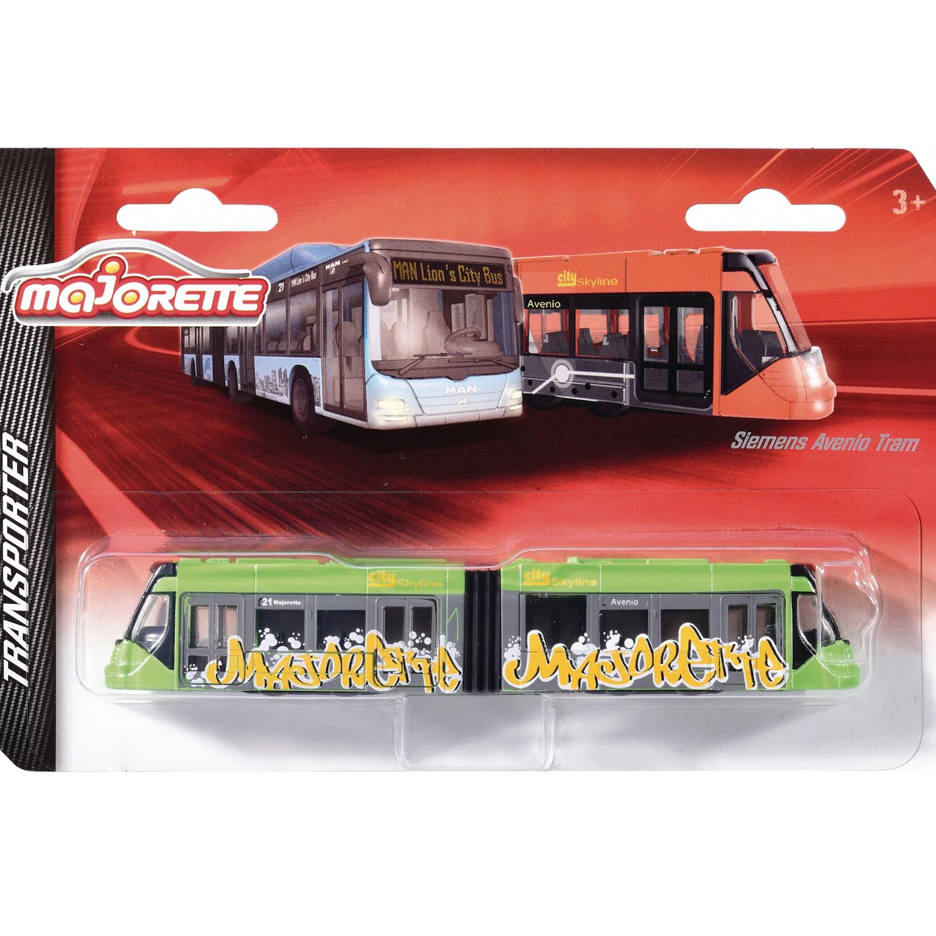 Majorette – Transporter Series | Siemens Avenio Tram Die-Cast Model | Green City Tram Replica with Realistic Detailing | Metal & Plastic Construction | Ages 3+ Collectible Toy