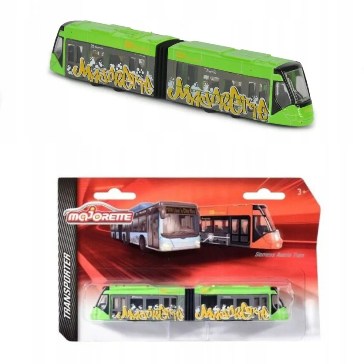 Majorette – Transporter Series | Siemens Avenio Tram Die-Cast Model | Green City Tram Replica with Realistic Detailing | Metal & Plastic Construction | Ages 3+ Collectible Toy