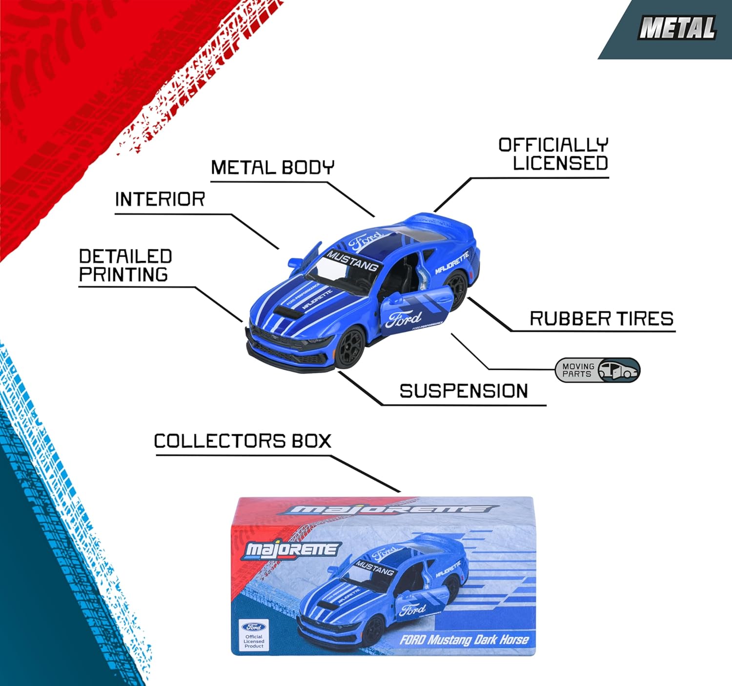 Majorette Showroom Deluxe Die-Cast Car Collection – Premium Metal Collectible Cars with Moving Parts | Assorted Licensed Models | Rubber Tires | Collector Box | 3+ Years