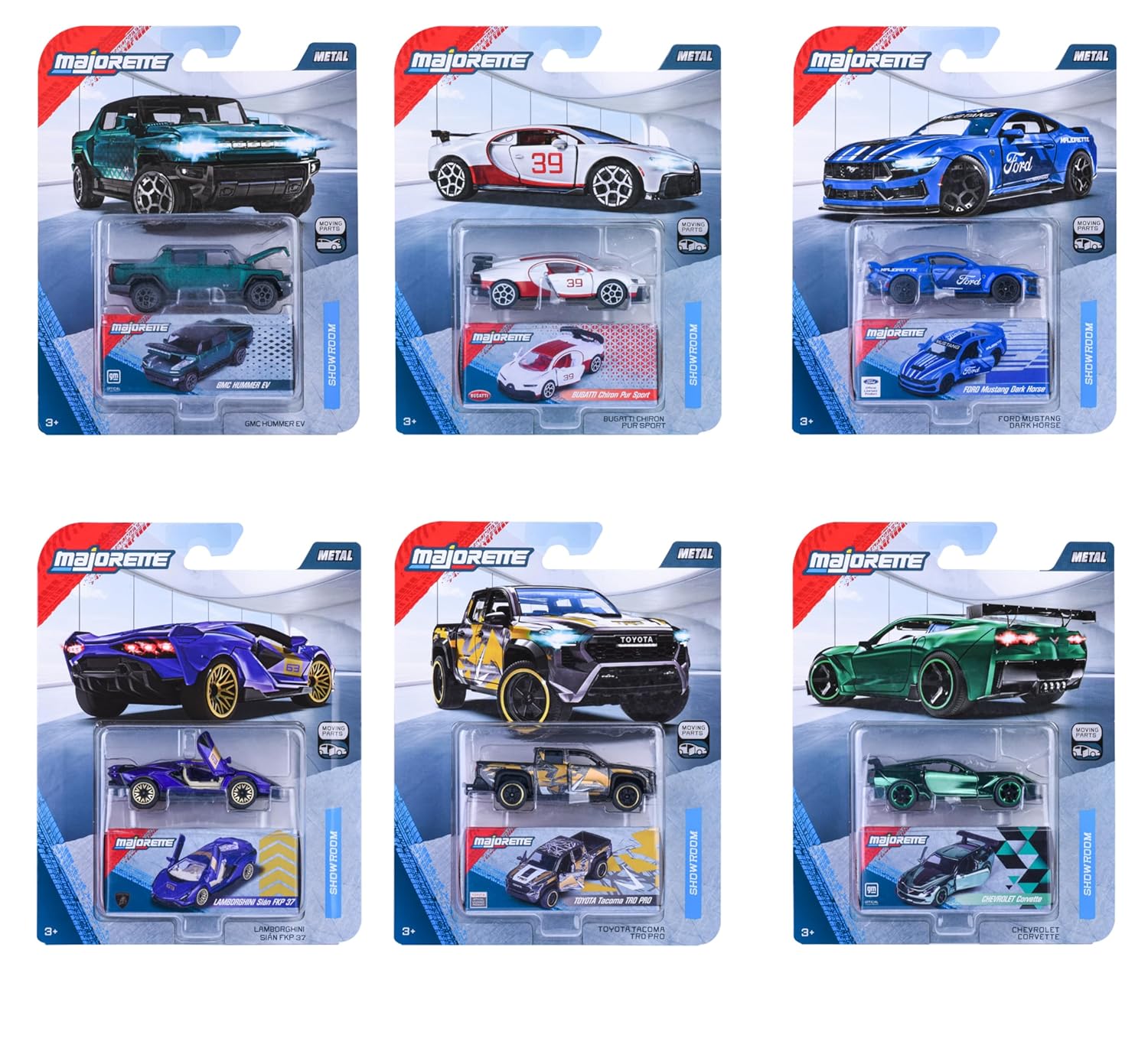 Majorette Showroom Deluxe Die-Cast Car Collection – Premium Metal Collectible Cars with Moving Parts | Assorted Licensed Models | Rubber Tires | Collector Box | 3+ Years