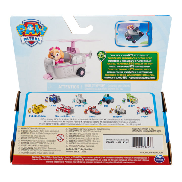 PAW Patrol Skye’s Helicopter - Eco-Friendly Toy Vehicle with Collectible Skye Action Figure for Kids Aged 3 and Up - Perfect for Imaginative Play and Rescue Missions