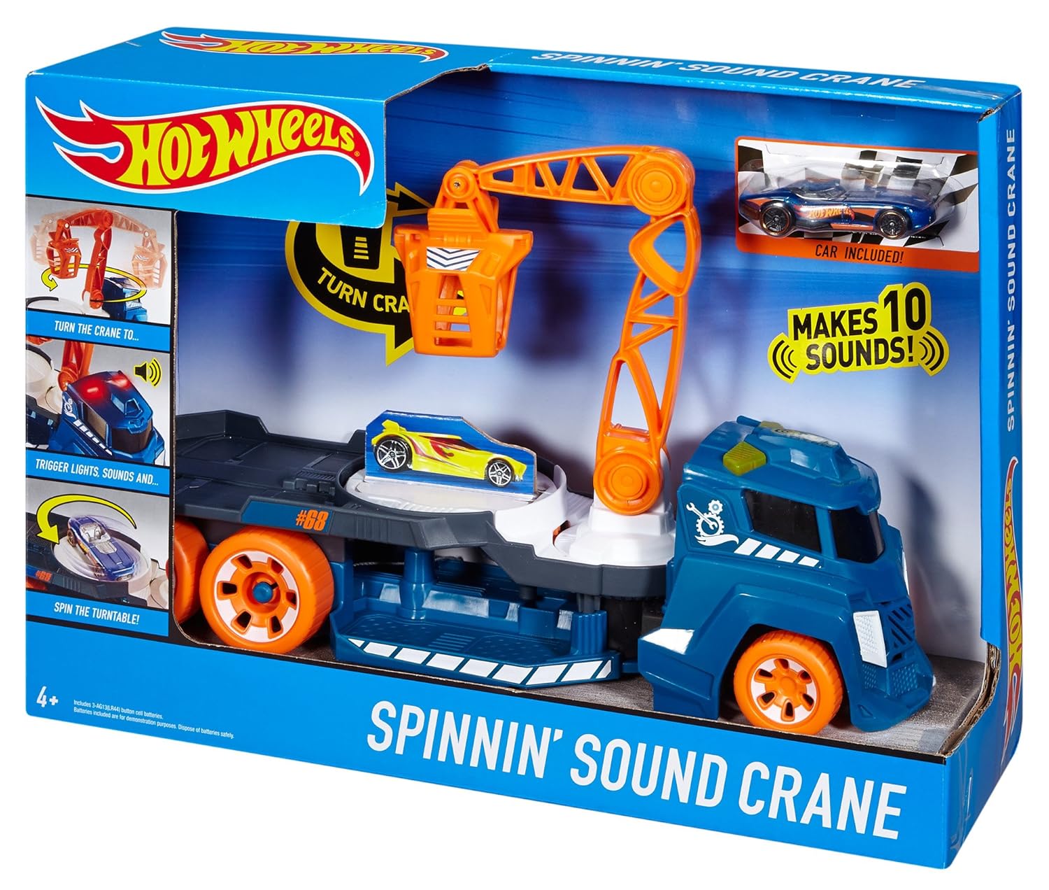 Hot Wheels Spinnin' Sound Crane Vehicle for 4+ Years