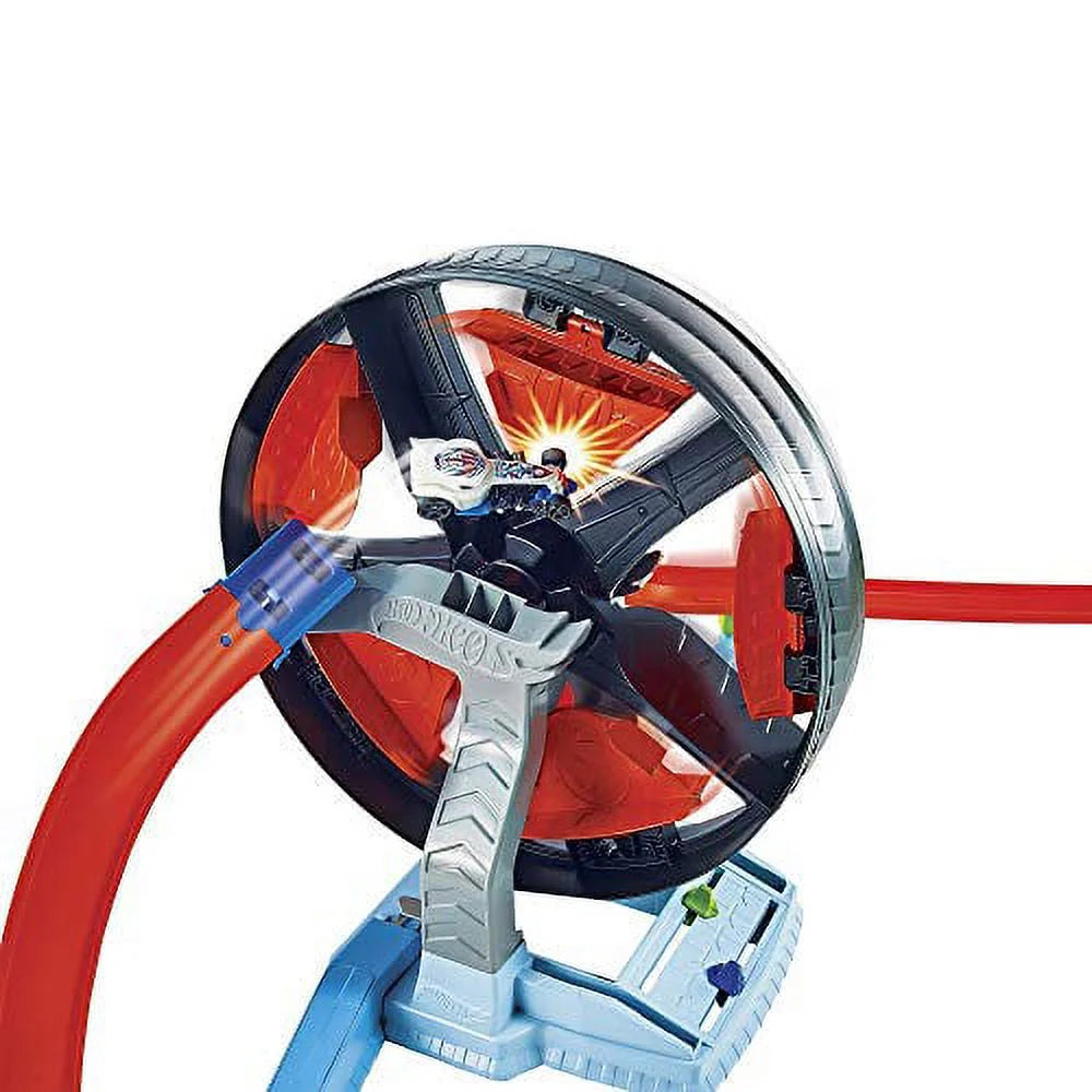 Hot Wheels Stunt Tracks Spinwheel Challenge Playset with High-Speed Launcher, Spinning Ferris Wheel Stunt & 1 Hot Wheels Car for Kids 5+ Years | GJM77