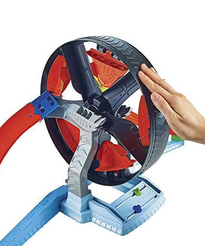 Hot Wheels Stunt Tracks Spinwheel Challenge Playset with High-Speed Launcher, Spinning Ferris Wheel Stunt & 1 Hot Wheels Car for Kids 5+ Years | GJM77