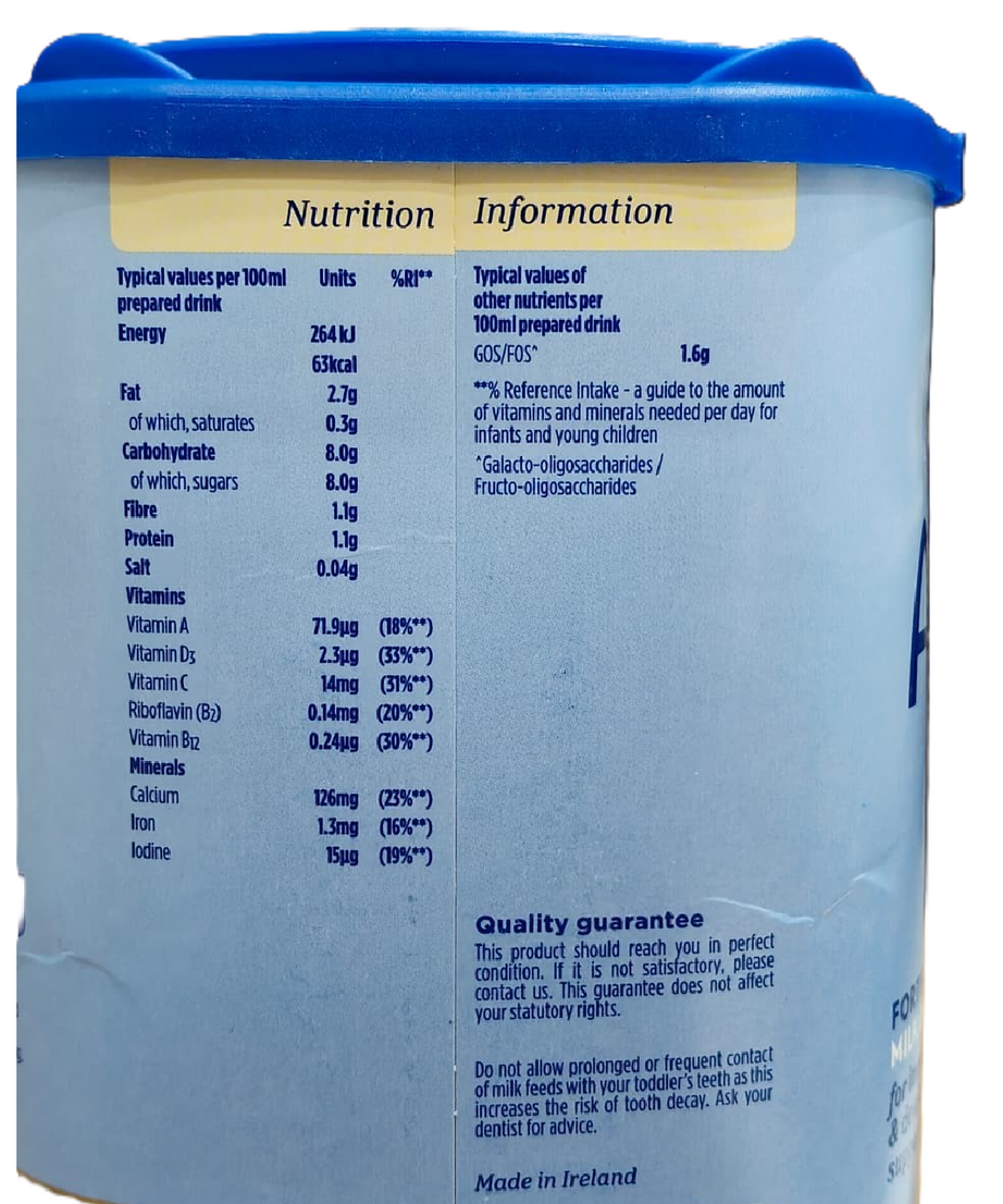 Aptamil Toddler Milk Stage 4 Vanilla Flavour 800g (2–3 Years) | Fortified Milk Drink with Vitamins A, C, D, Iron, Calcium, GOS/FOS Fibre | No Palm Oil | Imported from Ireland
