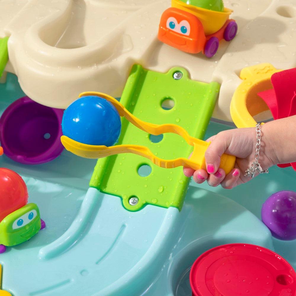 Step2 Ball Buddies Adventure Center Water Table - Two-Tier Water Play Table with Dump Truck, Train, Boat & Helicopter Toys | 22-Piece Accessory Set | For Toddlers 2+ Years | Outdoor Sensory STEM Activity Table - MINIMEE KIDS