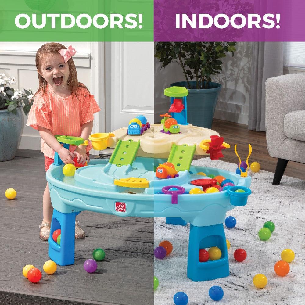 Step2 Ball Buddies Adventure Center Water Table - Two-Tier Water Play Table with Dump Truck, Train, Boat & Helicopter Toys | 22-Piece Accessory Set | For Toddlers 2+ Years | Outdoor Sensory STEM Activity Table - MINIMEE KIDS