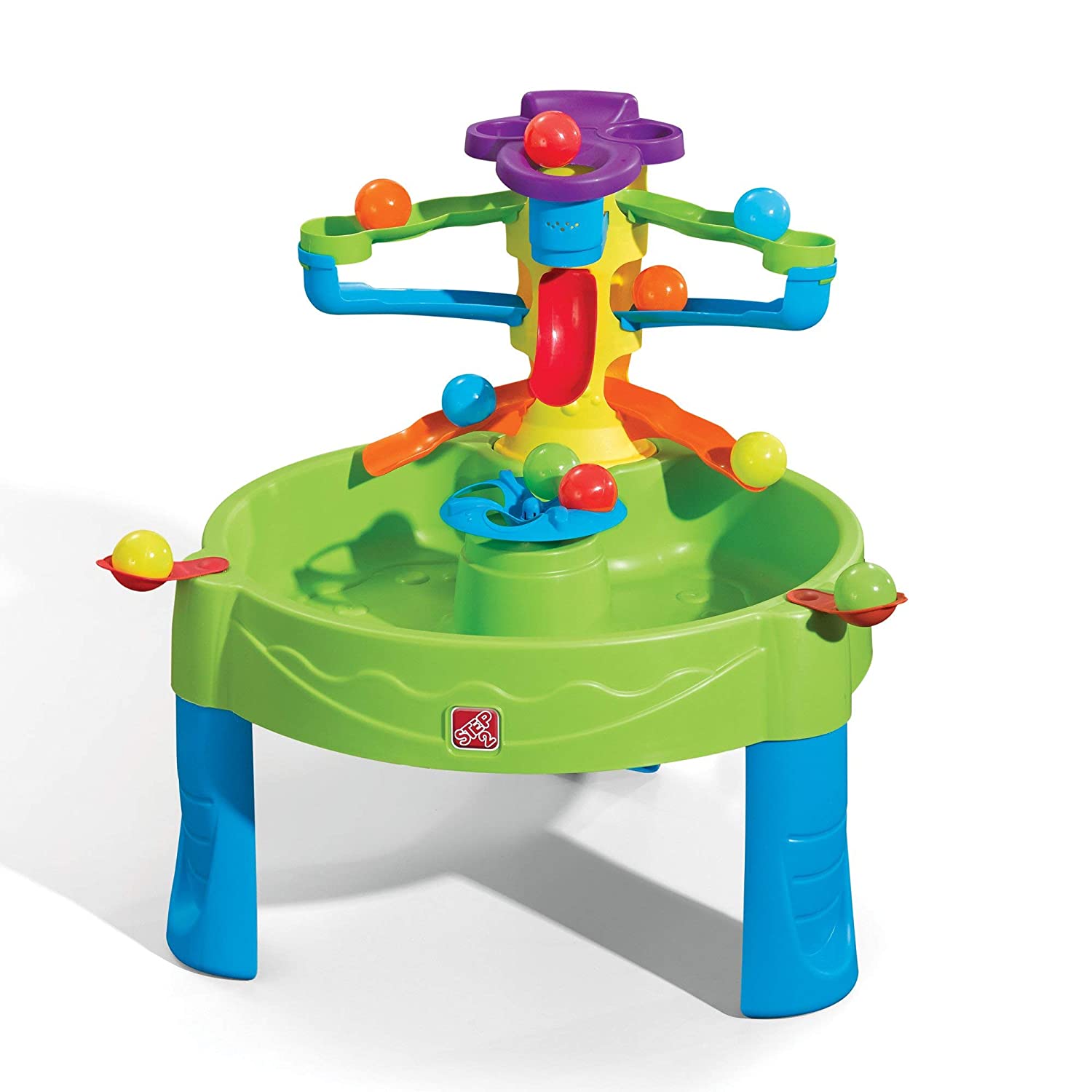Step2 Busy Ball Play Table - Sand & Water Sensory Activity Center with 10 Balls & Flippers | Indoor & Outdoor Toddler Water Table with Ramps & Chute