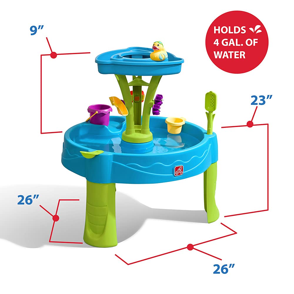 Step2 Summer Showers Splash Tower Water Table | Double-Tier Kids Outdoor Water Table with 8-Pc Water Toy Accessory Set | Rain Shower Splash & Play Station | Age 2+ Years - MINIMEE KIDS