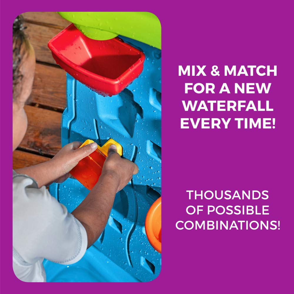 Step2 Waterfall Discovery Wall | Double-Sided Outdoor Water Play Set with 13-Pc Accessory Kit for Toddlers | Age 1.5+ Years - MINIMEE KIDS