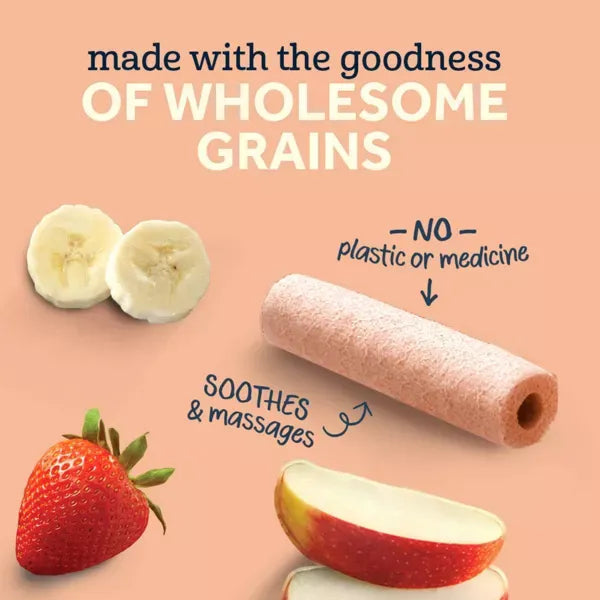 Gerber Snacks for Gerber Snacks for Baby Soothe 'n' Chew Teething Sticks - Strawberry Apple | 6+ Months | 6 Individually Wrapped Sticks | 90g | Gentle on Teething Gums