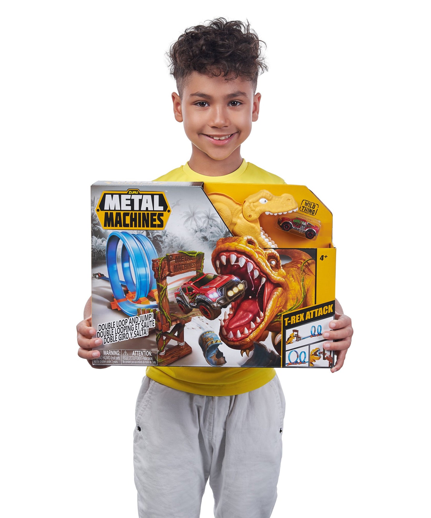 Zuru Metal Machines T-Rex Attack Building Trackset with Powerful Launcher, Double 360 Loops & Mini Racing Car – 2.63m/8.63ft Track Length