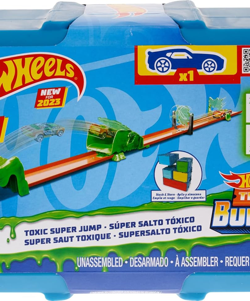 Hot Wheels Track Builder Toxic Super Jump Track Set – Includes 1 Hot Wheels Vehicle – For Kids 4+ Years
