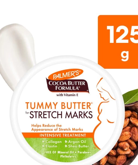 Palmer’s Cocoa Butter Formula Tummy Butter for Pregnancy Stretch Marks – 125g | Intensive Nighttime Moisturizer with Vitamin E, Argan Oil & Collagen for Skin Elasticity & Scar Reduction - MINIMEE KIDS