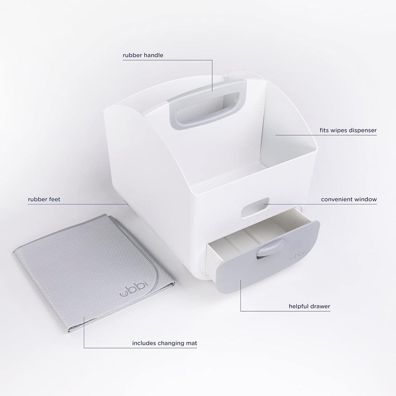 Ubbi Portable Diaper Changing Station & Caddy Organizer with Folding Mat | Diaper Storage for Baby Wipes & Accessories | Gray