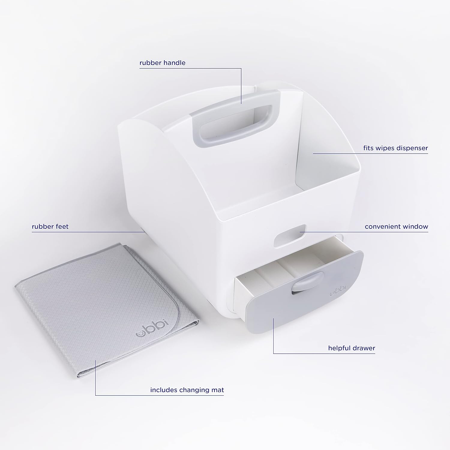 Ubbi Portable Diaper Changing Station & Caddy Organizer with Folding Mat | Diaper Storage for Baby Wipes & Accessories | Gray