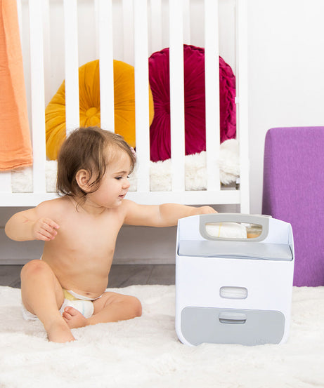 Ubbi Portable Diaper Changing Station & Caddy Organizer with Folding Mat | Diaper Storage for Baby Wipes & Accessories | Gray