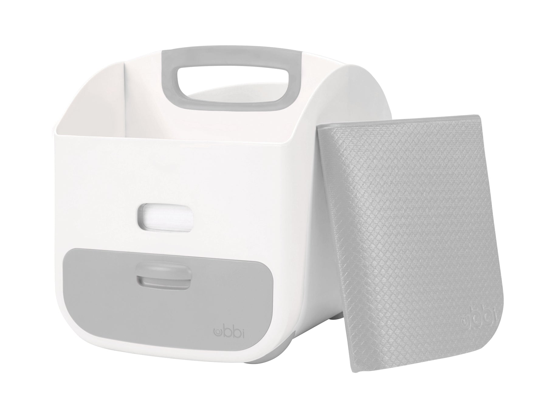 Ubbi Portable Diaper Changing Station & Caddy Organizer with Folding Mat | Diaper Storage for Baby Wipes & Accessories | Gray