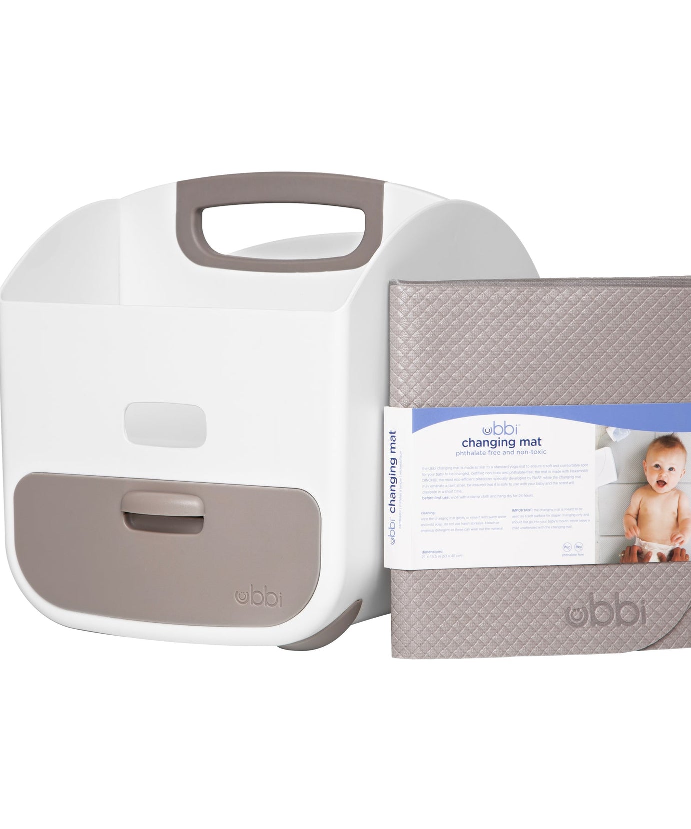 Ubbi Portable Diaper Changing Station & Caddy Organizer with Folding Mat | Diaper Storage for Baby Wipes & Accessories | Gray