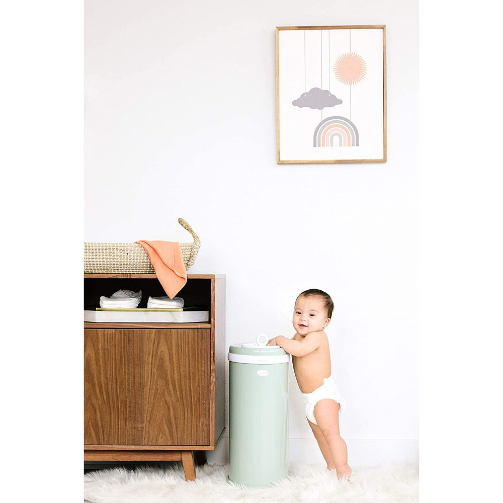 Ubbi Steel Odor Locking Diaper Pail - Sage Green | Keeps Odors Contained