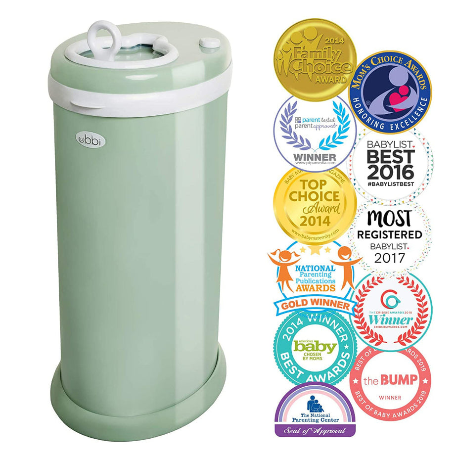 Ubbi Steel Odor Locking Diaper Pail - Sage Green | Keeps Odors Contained