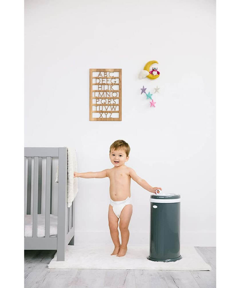 Ubbi Steel Diaper Pail – Slate | Odor Locking, Eco-Friendly, Modern Design, No Special Bags Needed - MINIMEE KIDS