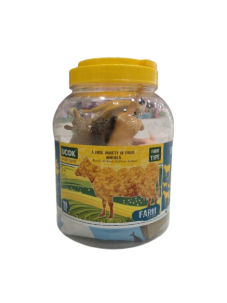 Ucok Toys Farm Animal World Playset - 19 Pieces with Farm Accessories, Trees & World Map | Educational Animal Figurines for Kids 3+ Years