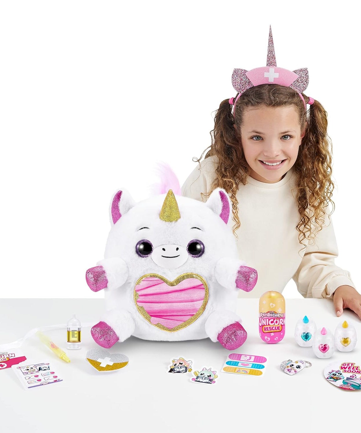 Rainbocorns Unicorn Rescue Surprise, Disco - Collectible Plush in Giant Egg with Over 25 Magical Surprises Inside, 35 cm Cuddle Plush Stuffed Animal, Rings, Stickers, and Wearable Accessories - MINIMEE KIDS