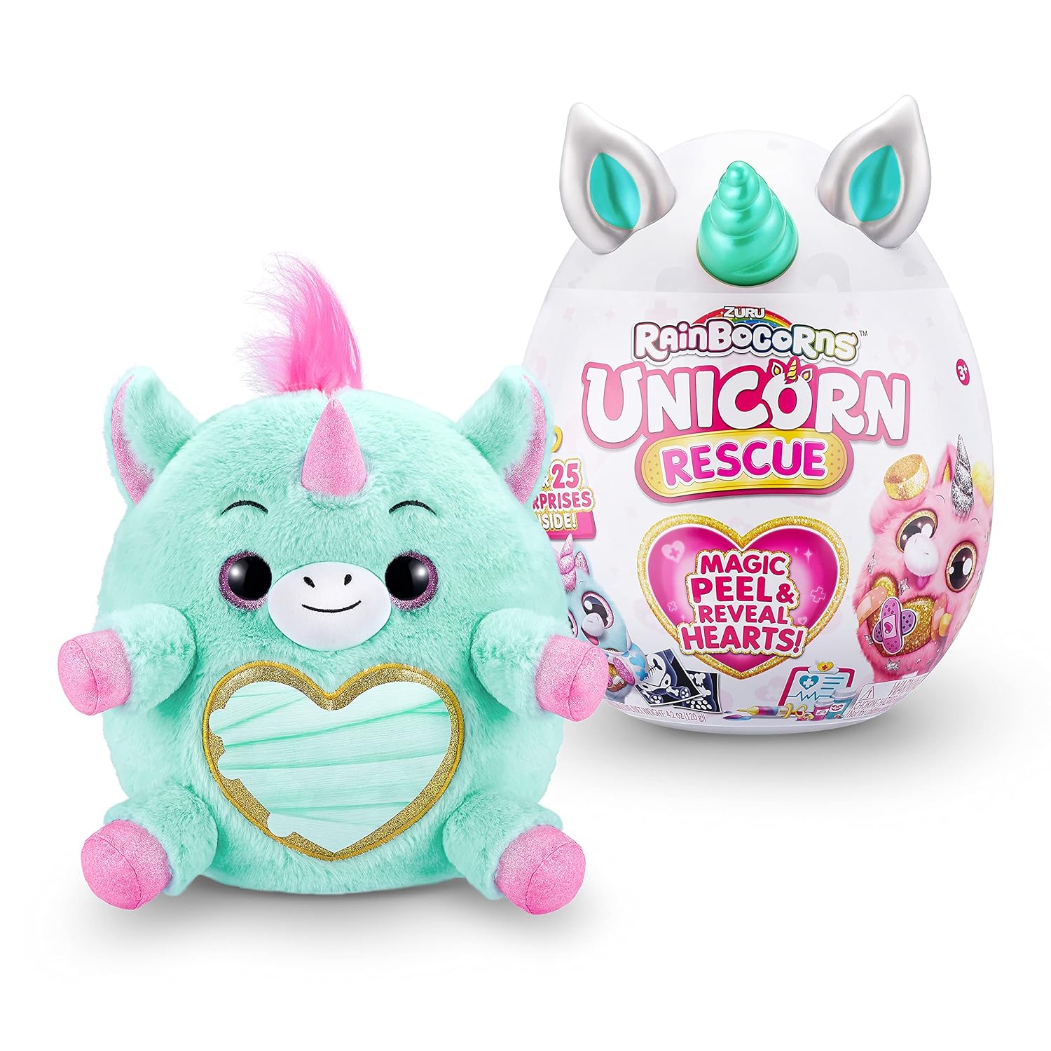 Rainbocorns Unicorn Rescue Surprise, Disco - Collectible Plush in Giant Egg with Over 25 Magical Surprises Inside, 35 cm Cuddle Plush Stuffed Animal, Rings, Stickers, and Wearable Accessories - MINIMEE KIDS