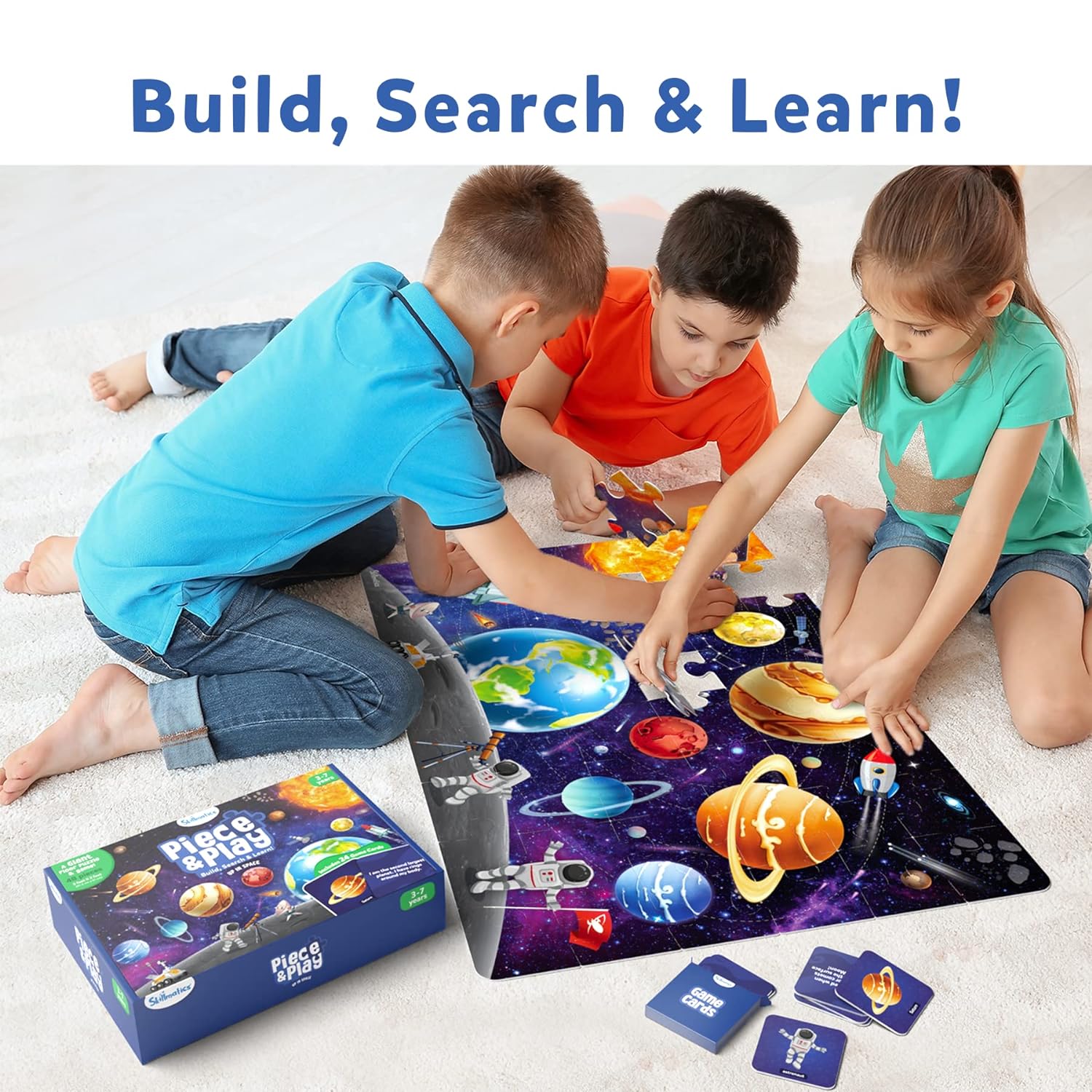 Skillmatics Piece & Play: Up In Space | Educational Floor Puzzle & Game for Kids Ages 3-7 | Explore the Universe with 48 Jumbo Pieces