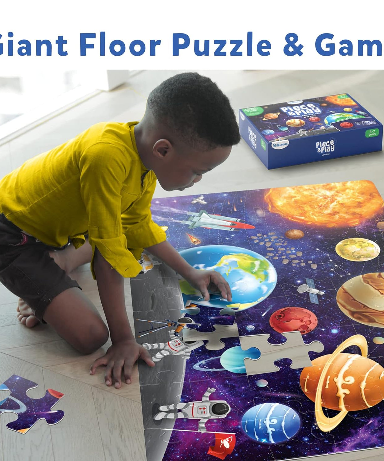 Skillmatics Piece & Play: Up In Space | Educational Floor Puzzle & Game for Kids Ages 3-7 | Explore the Universe with 48 Jumbo Pieces
