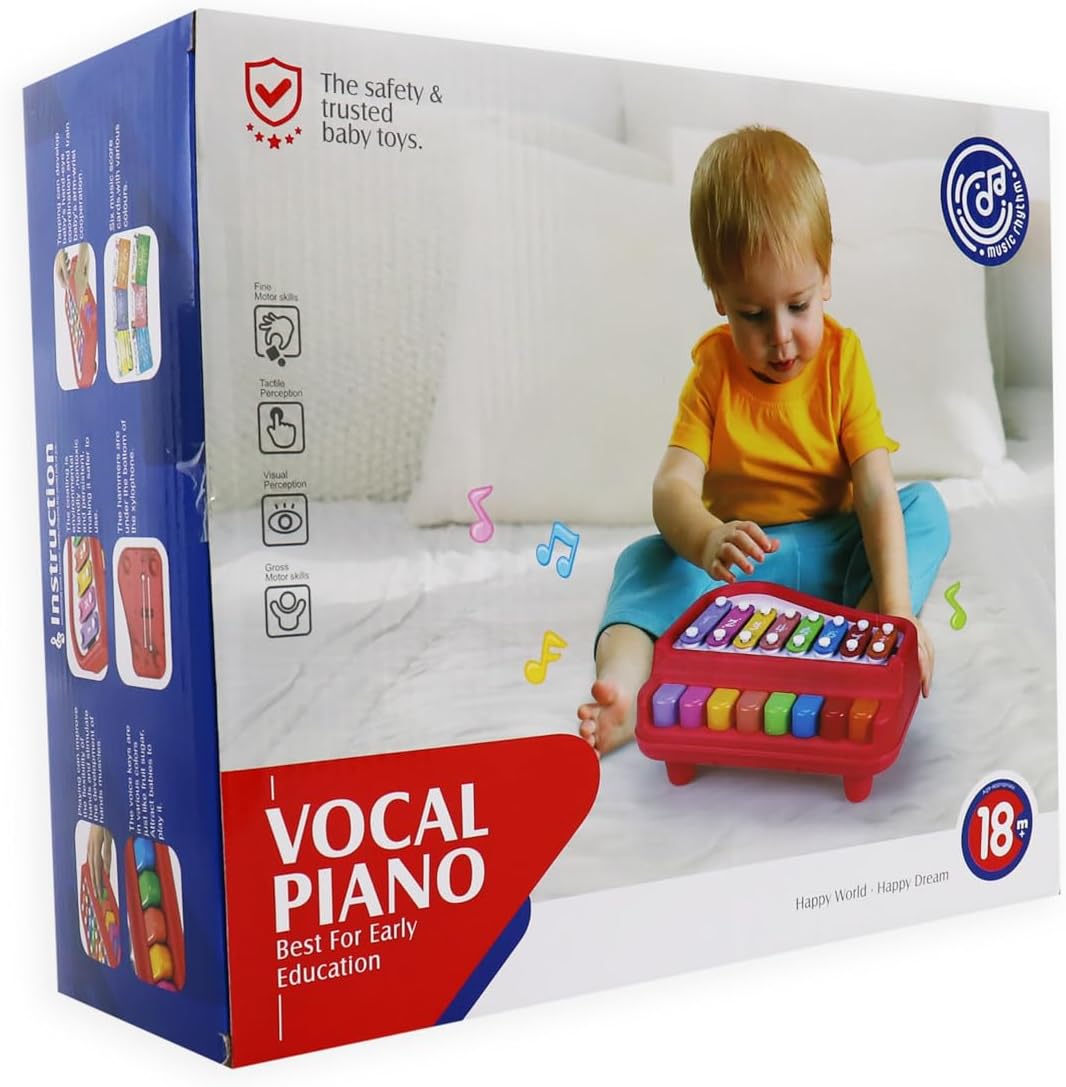 Huanger Vocal Piano Musical Learning Xylophone Keyboard Toy for 18+ Months Kids - Multi-Color - MINIMEE KIDS